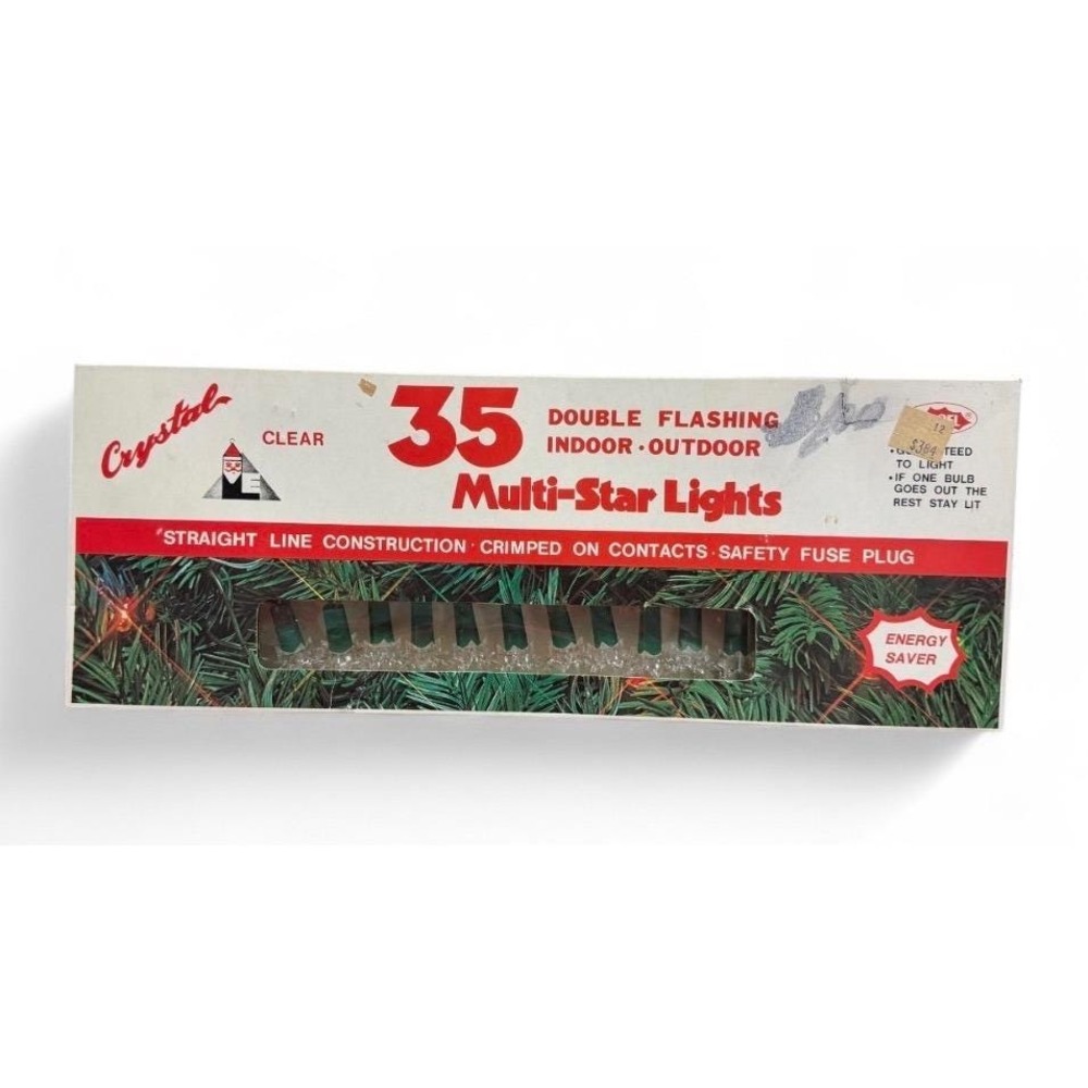Vintage Retro Christmas Crystal 35 Multi-Star Lights Double‎ Flashing Indoor
